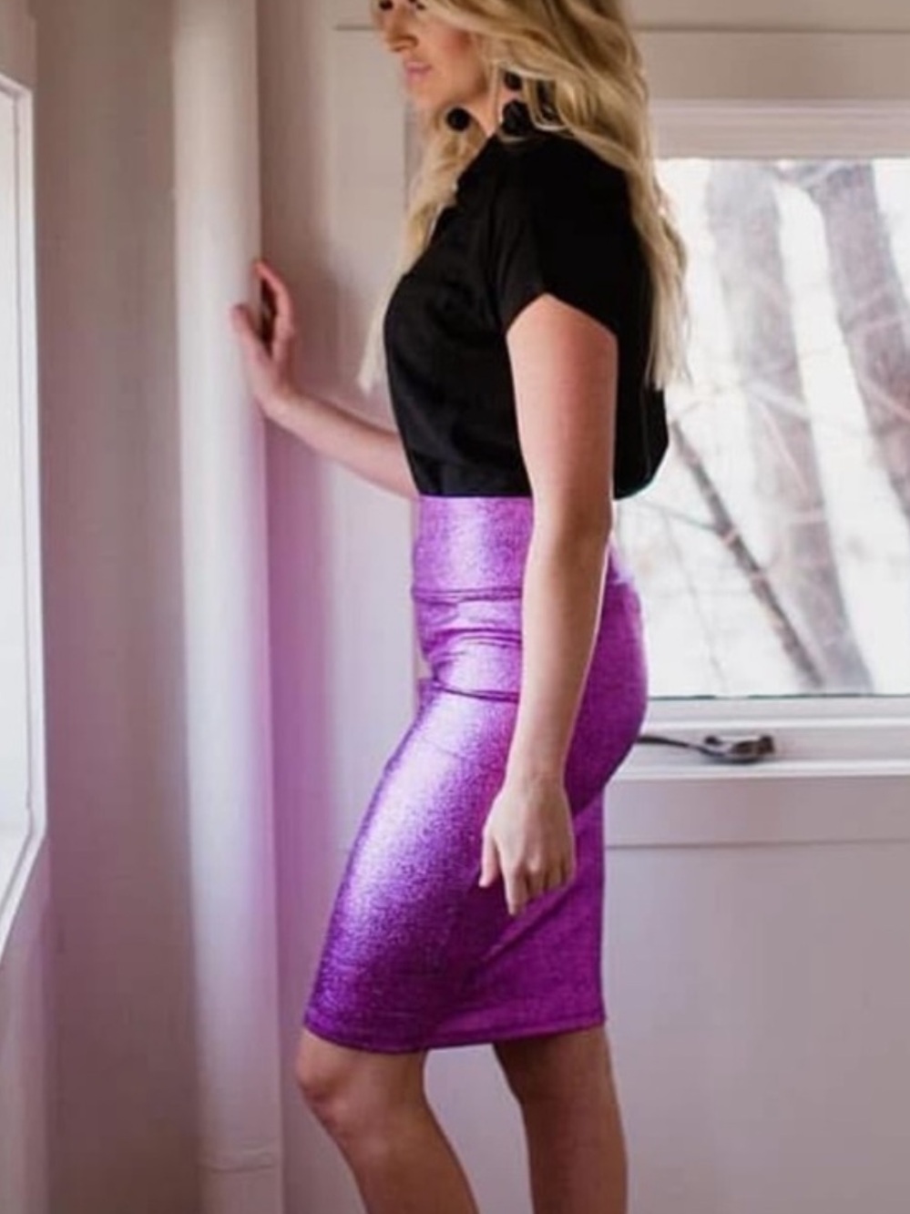 Lularoe Shimmering Pink Cassie Skirt 3X NWT